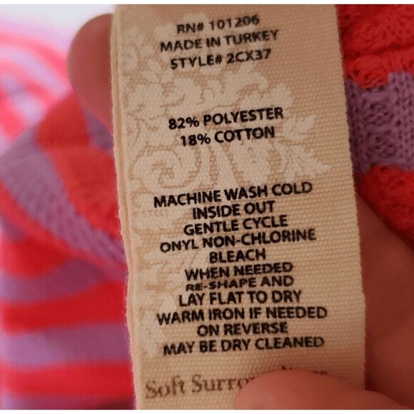 Soft Surroundings Women's Serene Button Collar Stripe Sweater Pink Purple Large - Picture 6 of 6